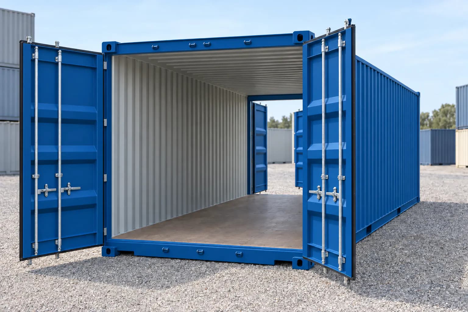 Container 20-Fuss Double Door One-Trip enzianblau RAL 5010