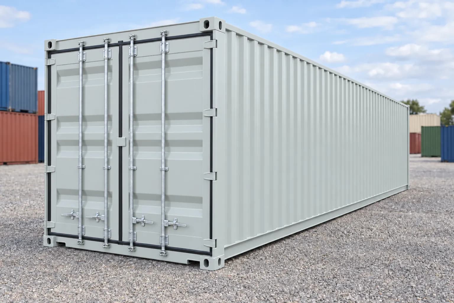 Container 40 Fuß Dry One-Trip hellgrau RAL 7035